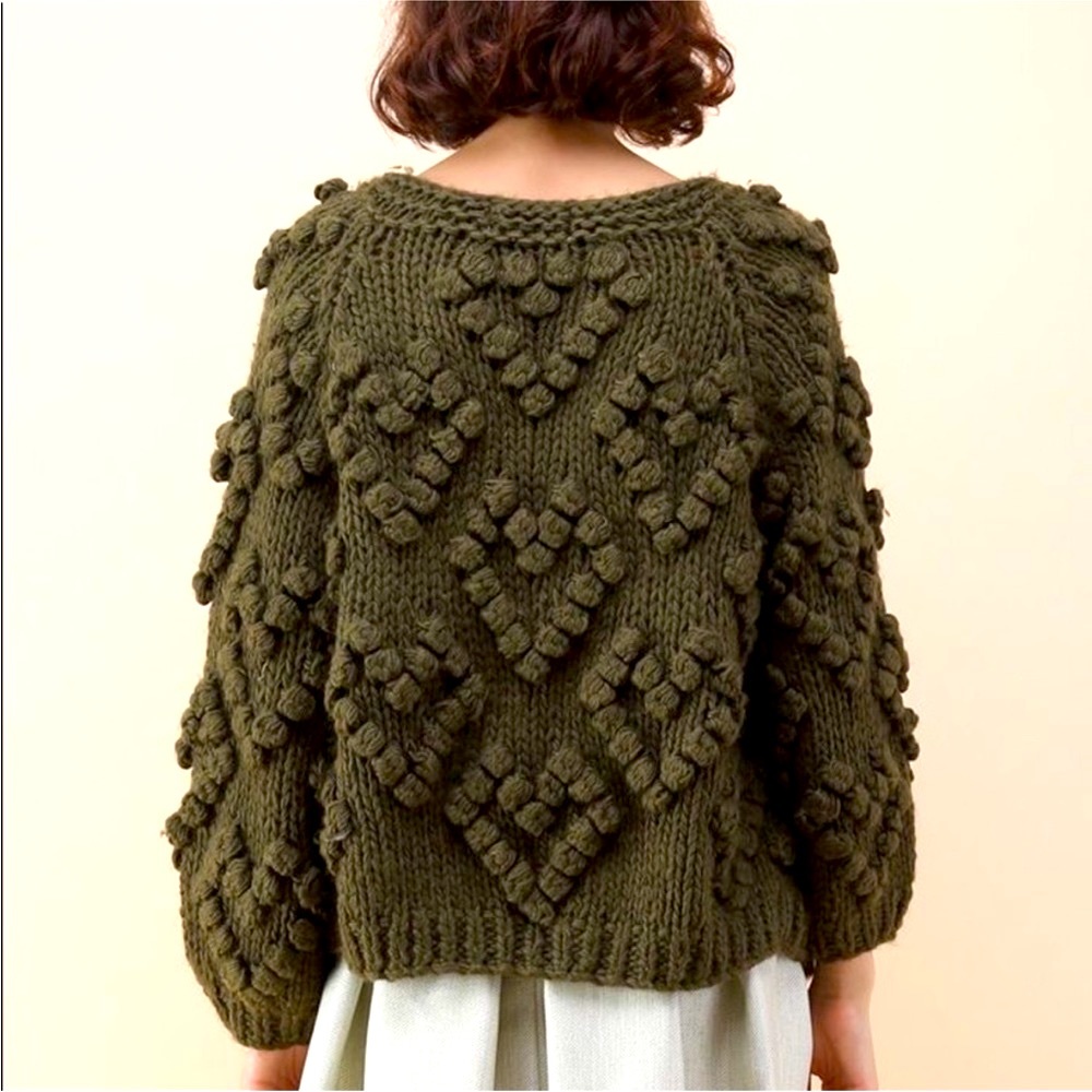 Chunky Army Green Cardigan OS Knit Your Love Hearts Chicwish